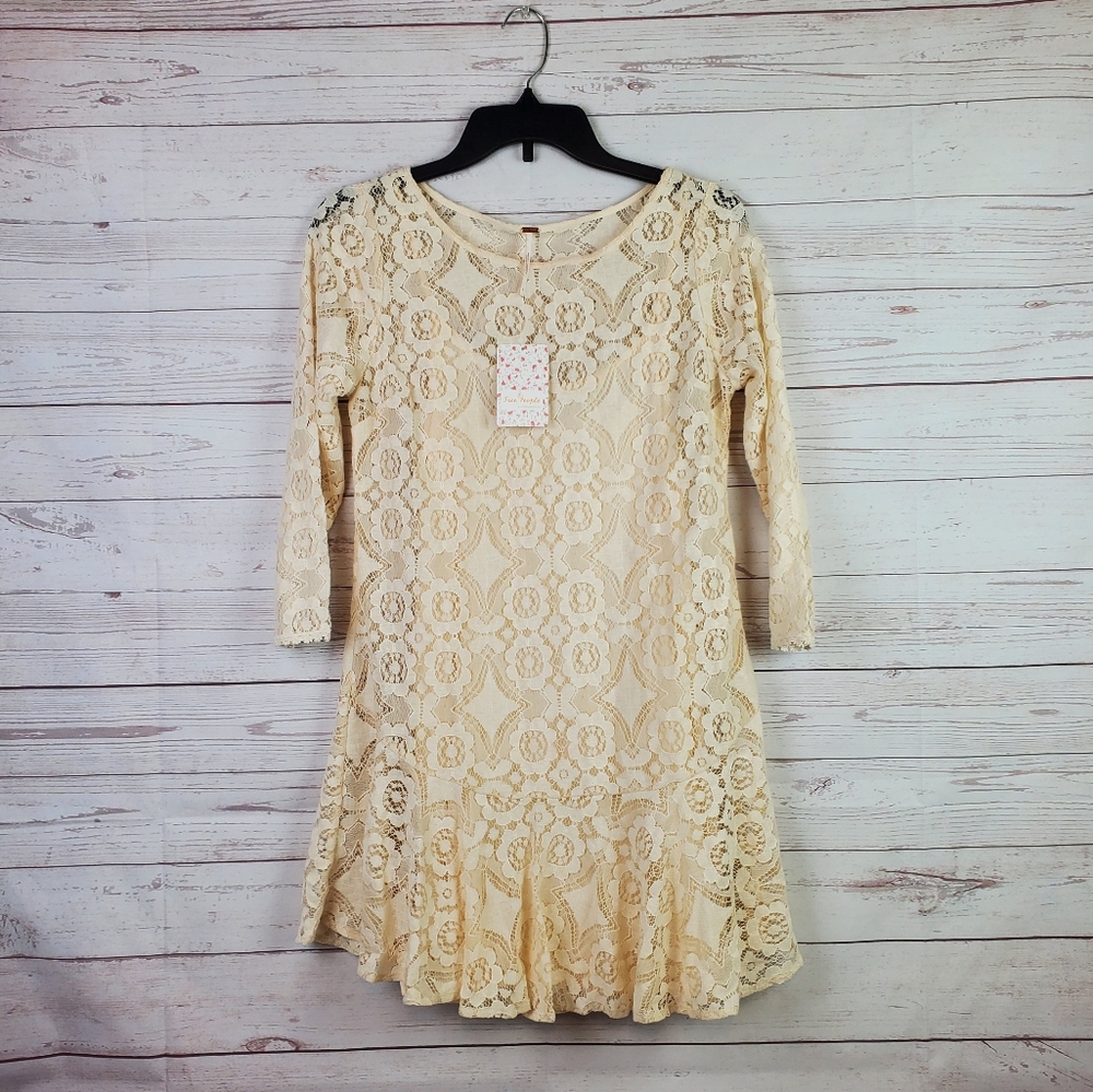 Free people ruffle bottom lace sheath dress